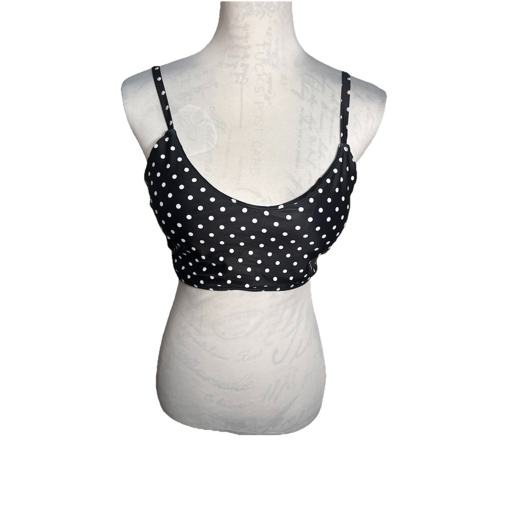 Bloom Size Large Black White Polkadot Adjustable Padded Chic‎ Tankini Top